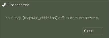 Your map differs from the server